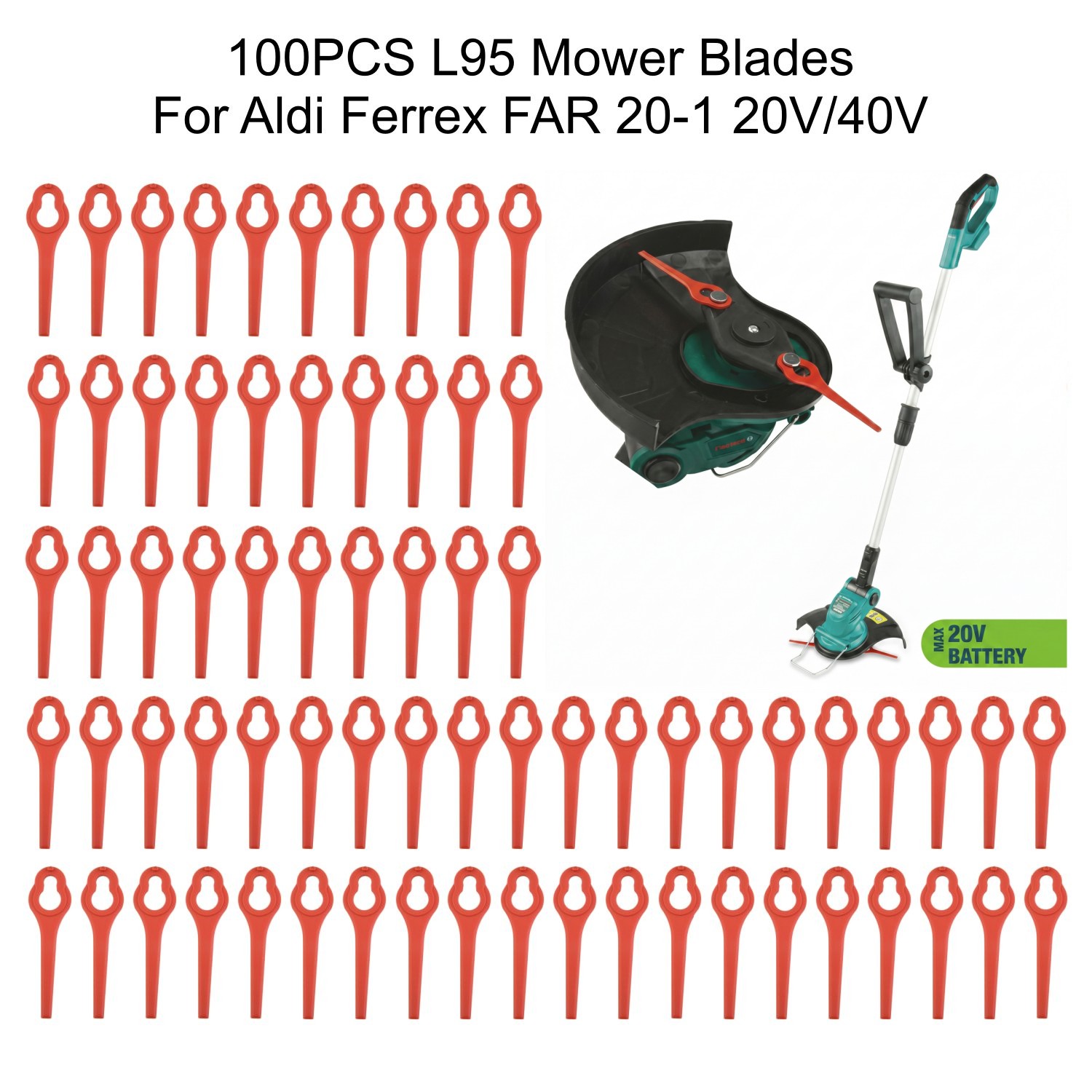 100Pcs 95mm Mower Blades Plast - Leaf Blower Cordless ulasan dan harga