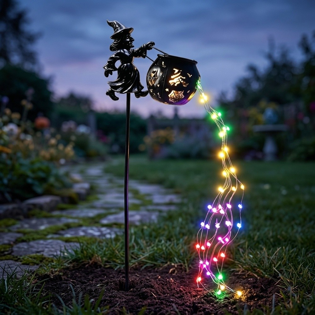 Solar-Powered Witch Cauldron G - Outdoor Power Stake ulasan dan harga